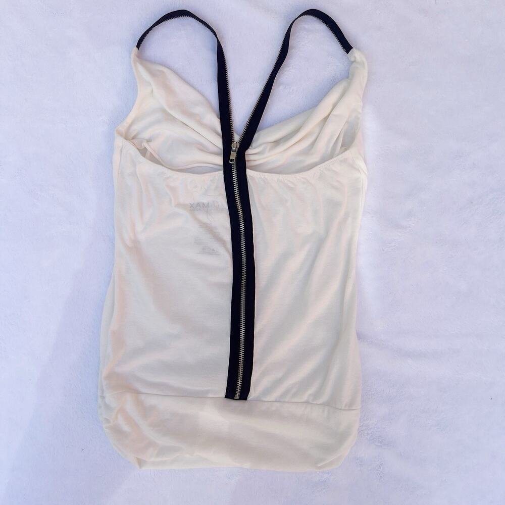 Miley Cyrus & Max Azria Cream Cowl Neck Zip Strap Tank Top Size S Y2K - Picture 7 of 10